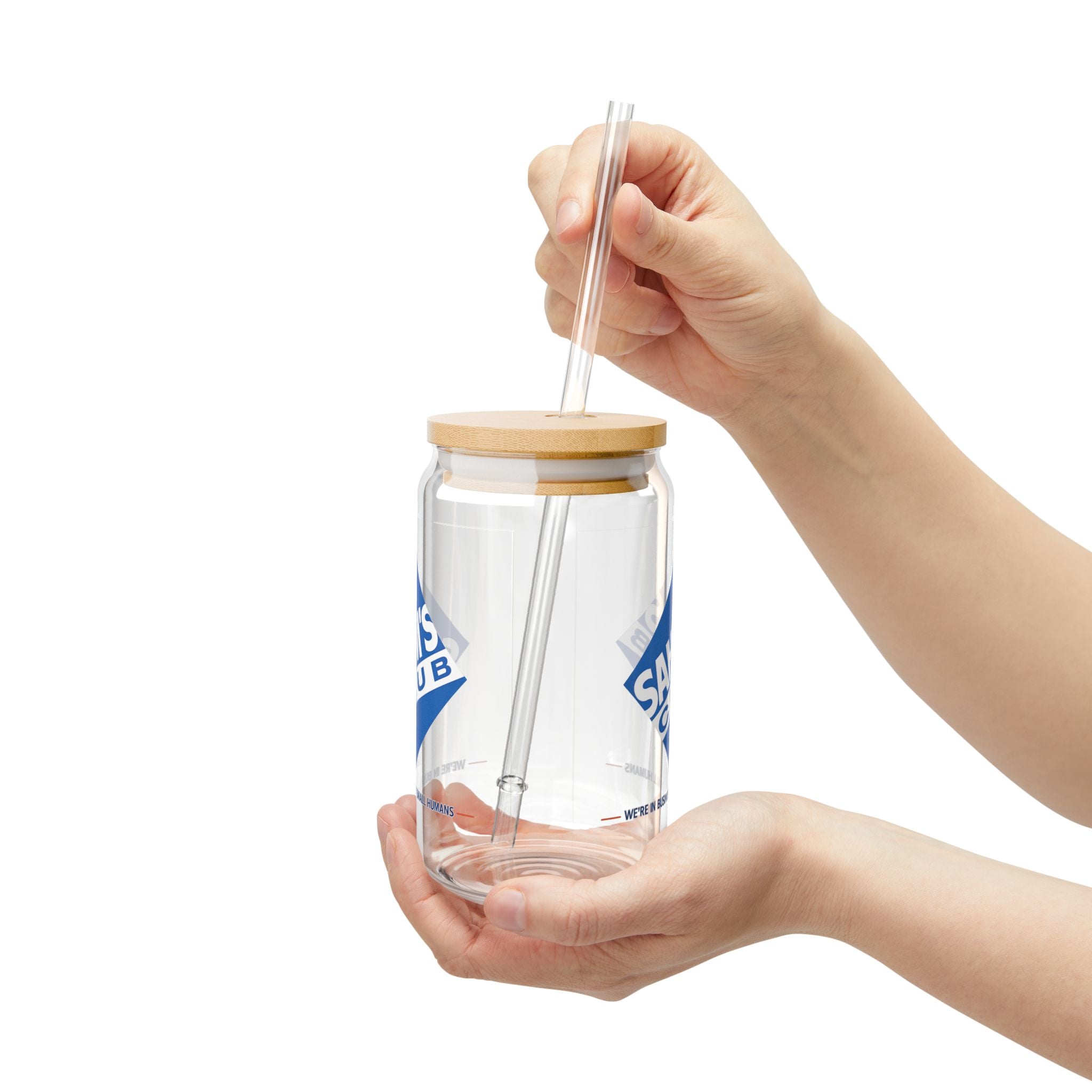 SAHM’s Club Iced Coffee Glass | 16oz Glass Can with Bamboo Lid & Straw | Stay-at-Home Mom Gift